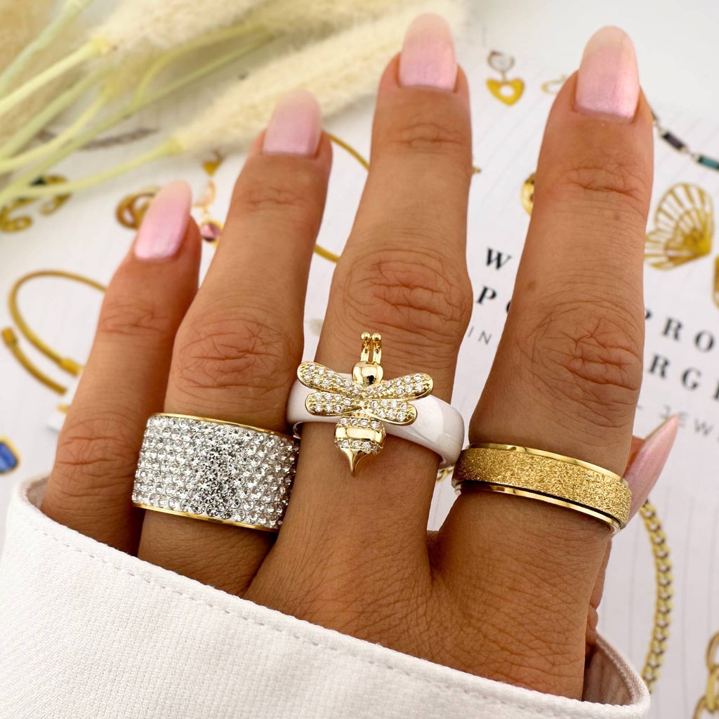 Ring, 18K Gold Plated Steel