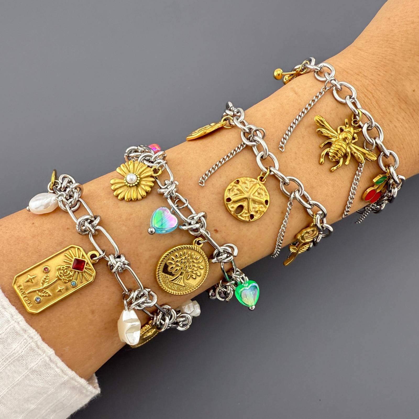Bracelet, 18K Gold Plated Steel