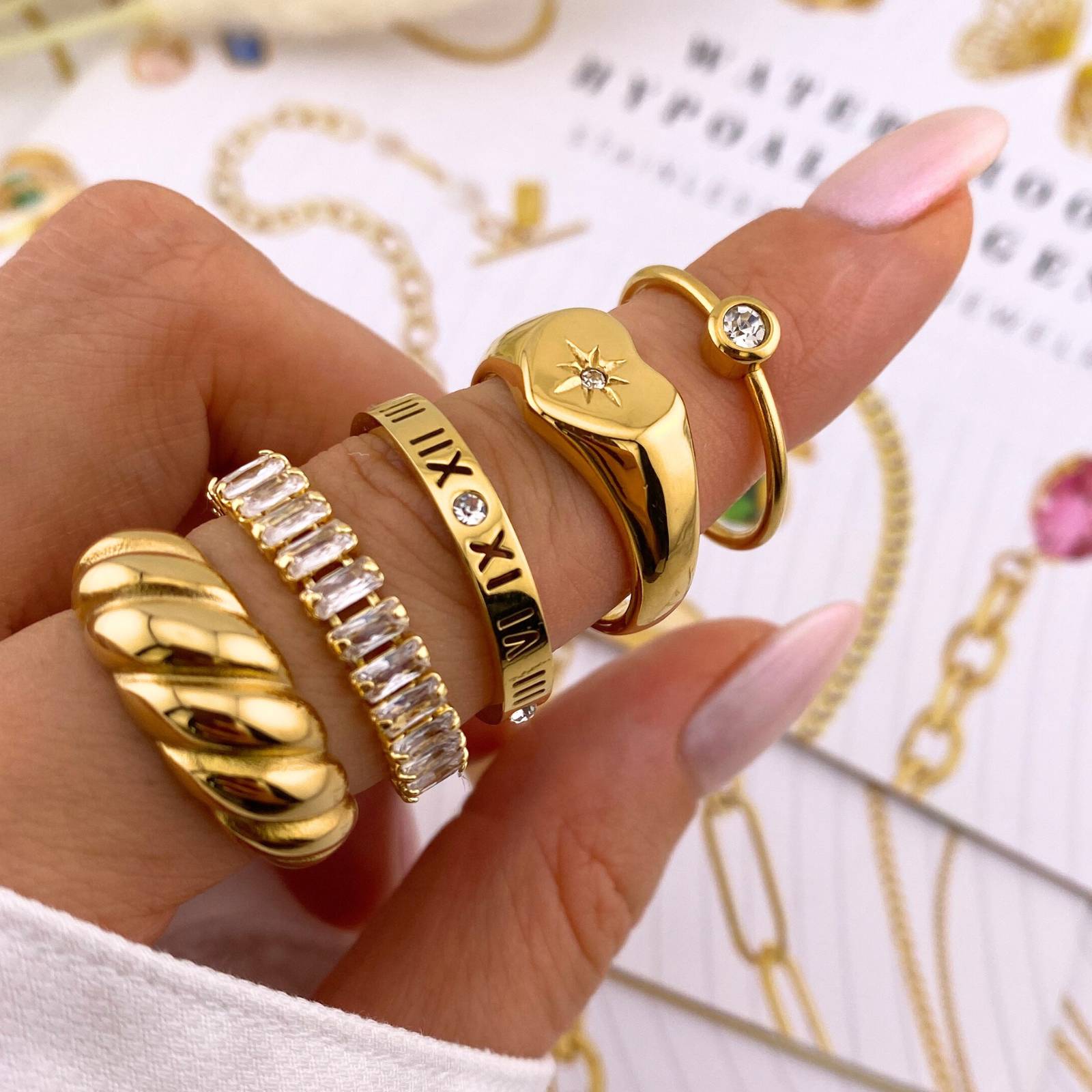 Ring, 18K Gold Plated Steel